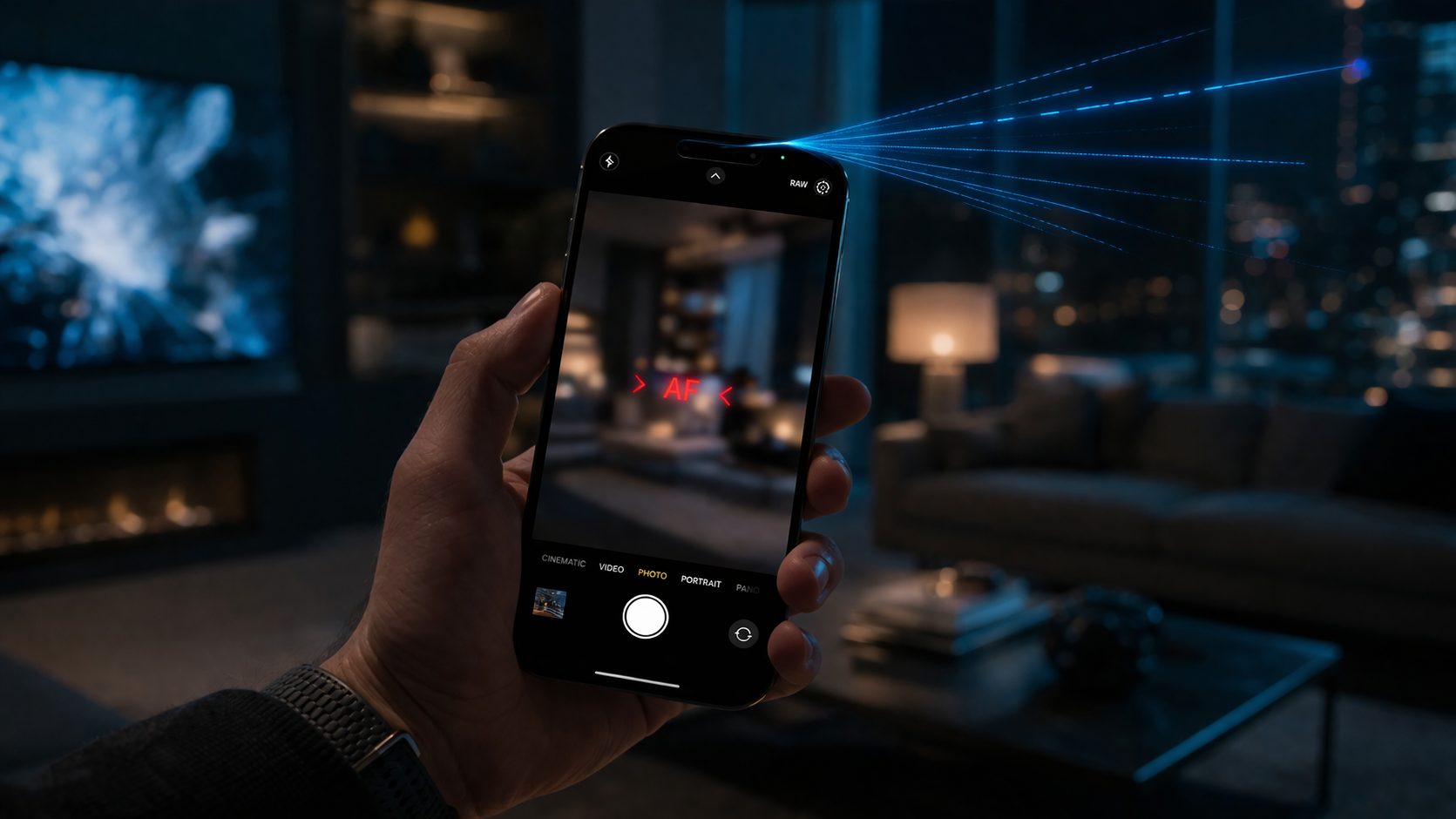 Cinematic tech in a cozy living room